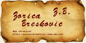 Zorica Brešković vizit kartica